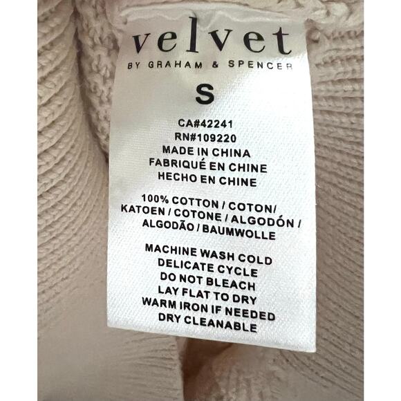 VELVET Graham & Spencer Sweater Dennie Boat Neck Cable Knit Cream Pullover Sz S - Picture 9 of 9